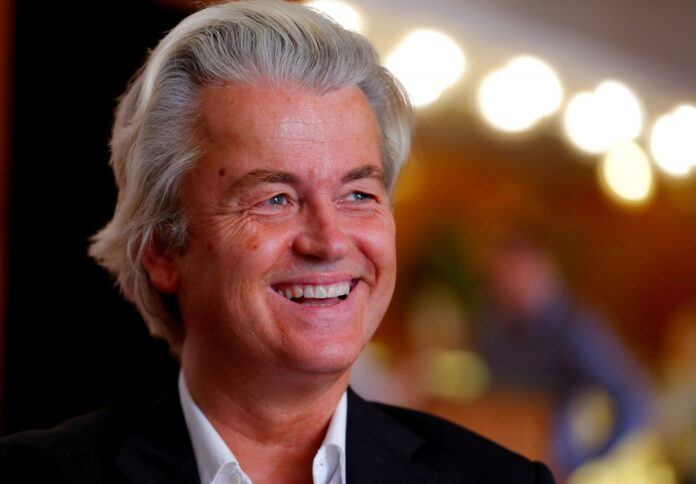 FILE PHOTO: Dutch far-right Party for Freedom (PVV) leader Geert Wilders answers questions during a Reuters interview in Budapest