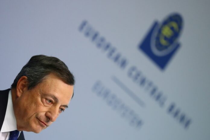 FILE PHOTO: ECB President Draghi addresses a news conference at the ECB headquarters in Frankfurt