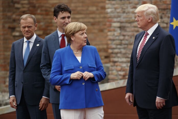Donald Trump, Justin Trudeau, Angela Merkel, Donald Tusk