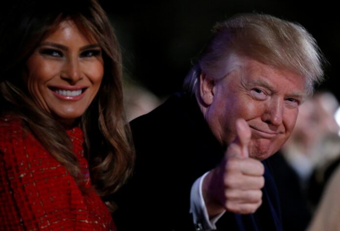 U.S. President Donald Trump participates in National Christmas Tree Lighting and Pageant of Peace ceremony near the White House in Washington