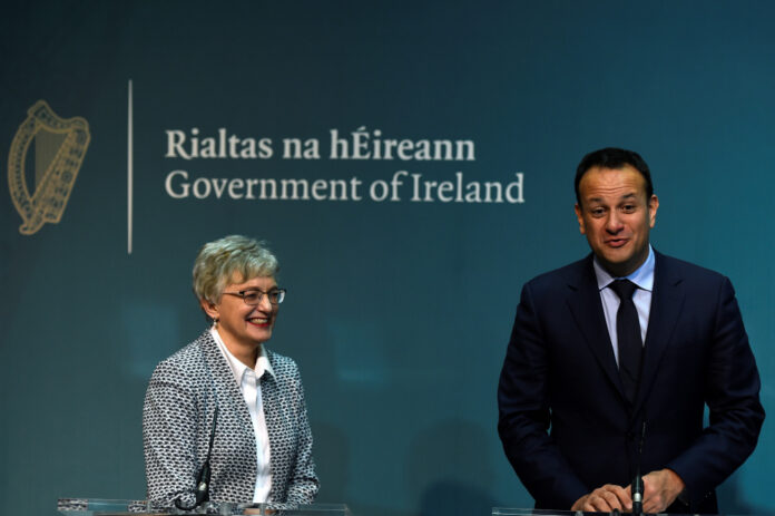 Taoiseach (Prime Minister) of Ireland Varadkar speaks at a news conference with Minister for Children Zappone announcing that the Irish Government will hold a referendum on liberalising abortion laws at the end of May, in Dublin