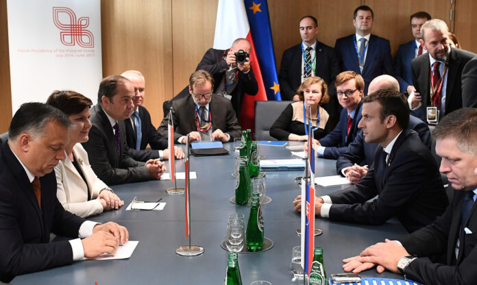 French President Macron, Hungarian PM Orban, Poland's counterpart Szydlo and Slovakia's counterpart Fico attend a meeting of the Visegrad Group in Brussels