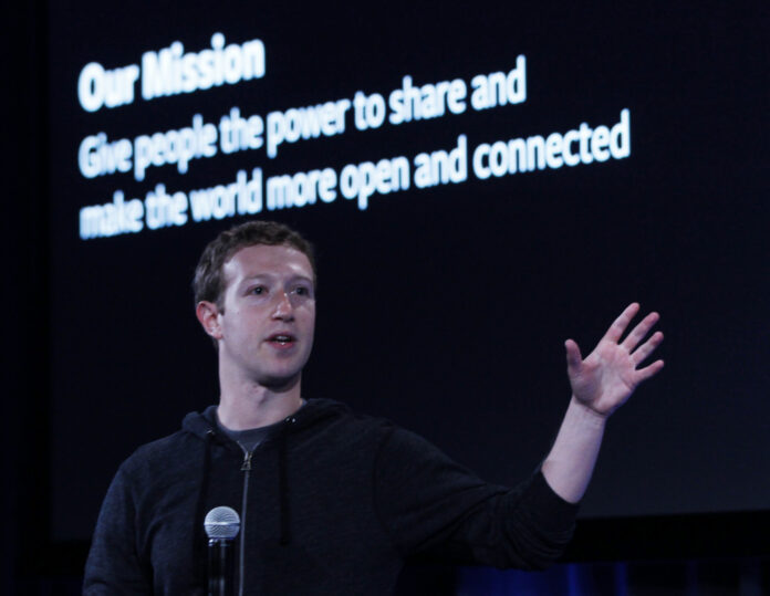 Mark Zuckerberg, Facebook's co-founder and chief executive speaks during a Facebook press event in Menlo Park