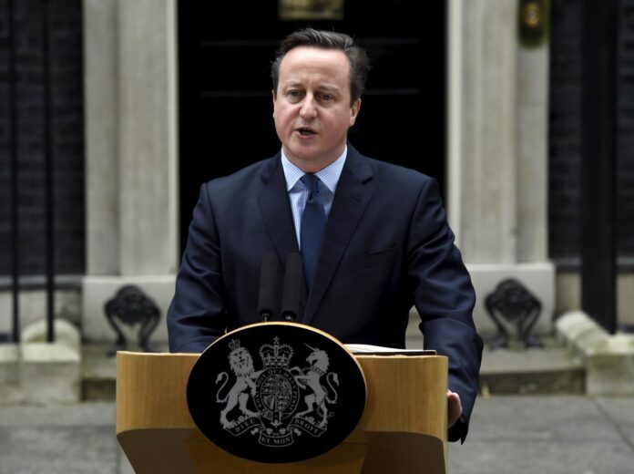Britain's Prime Minister Cameron speaks outside 10 Downing Street in London, Britain