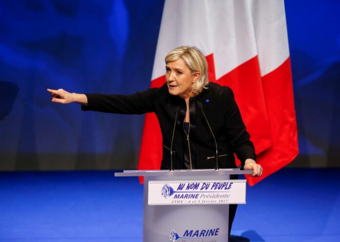 Marine Le Pen, FN political party leader and candidate for the French 2017 presidential election, attends the 2-day FN political rally to launch the presidential campaign in Lyon