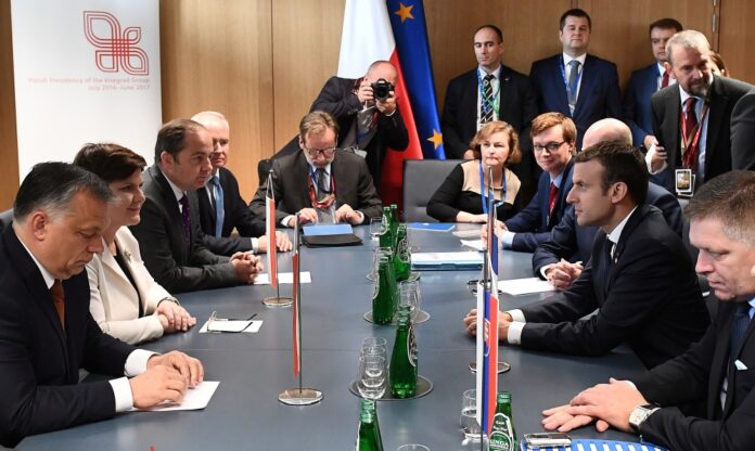 French President Macron, Hungarian PM Orban, Poland's counterpart Szydlo and Slovakia's counterpart Fico attend a meeting of the Visegrad Group in Brussels