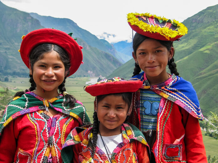 Children At Mirador Taray Near Pisac In Peru
