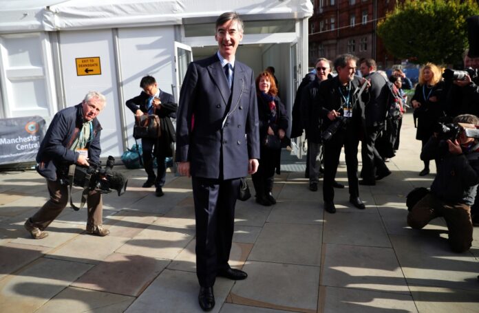 Conservative Party MP Jacob Rees-Mogg arrives at the Conservative Party conference in Manchester