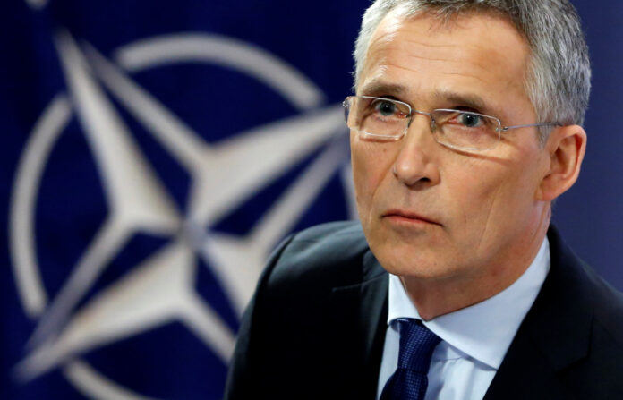 NATO Secretary-General Stoltenberg addresses a news conference at the Alliance headquarters in Brussels