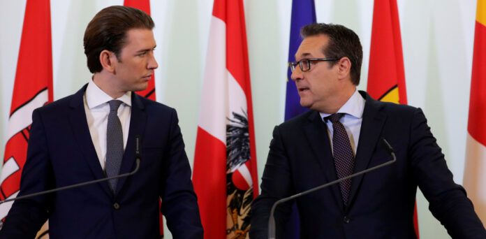 Austria's Chancellor Kurz and Vice Chancellor Strache address a news conference in Vienna