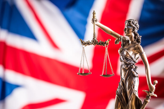 Lady Justice And United Kingdom Flag
