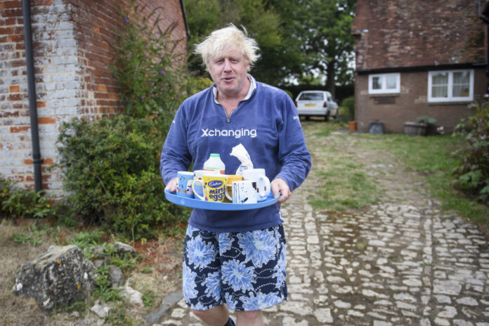 Boris Johnson at his Oxfordshire home